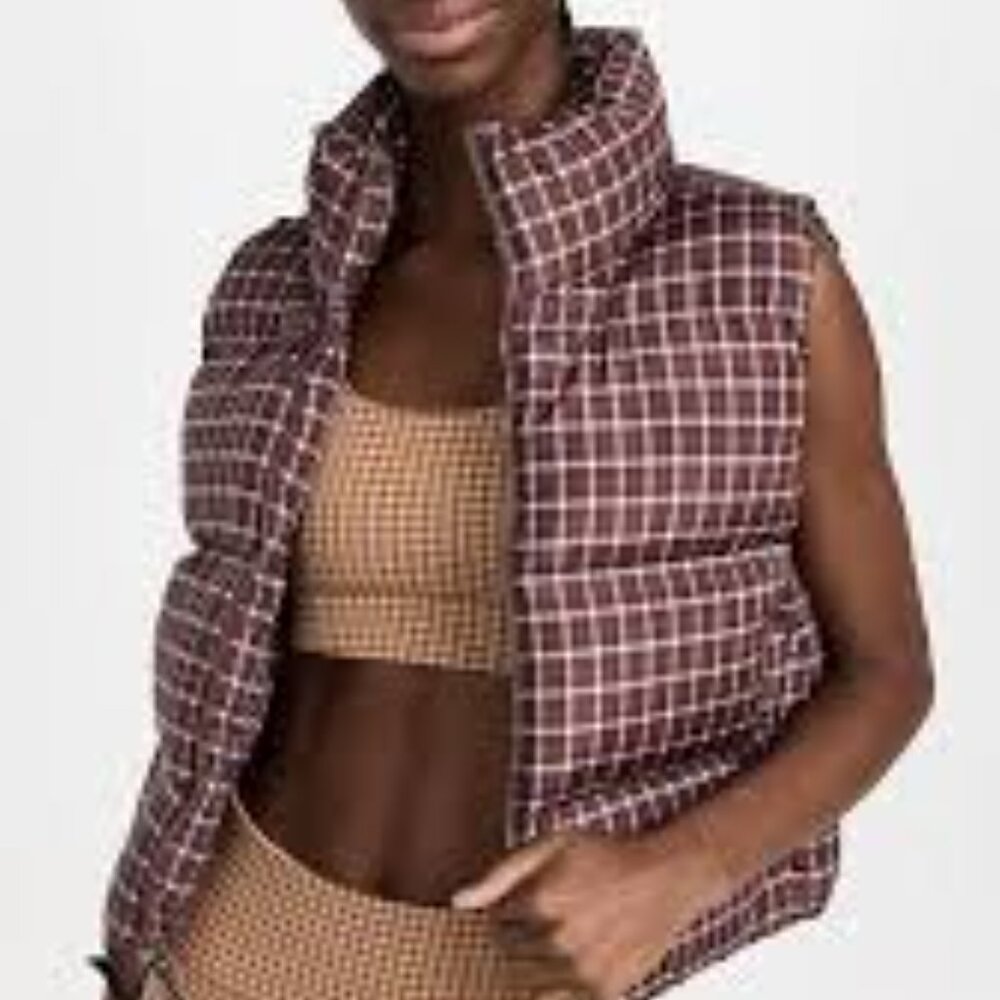 Madewell Plaid Cropped Puffer Vest - Size XL - NWOT